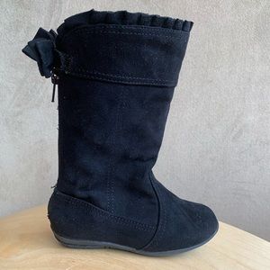 Black Synthetic Suede High Boots
